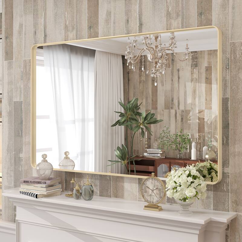 Modern Metal Frame Wall Mounted Bathroom Vanity Mirror