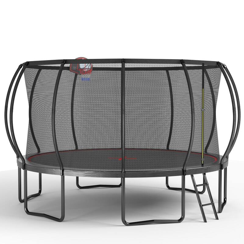 14FT Trampoline Pumpkin- Black Red- fframe height 90cm
