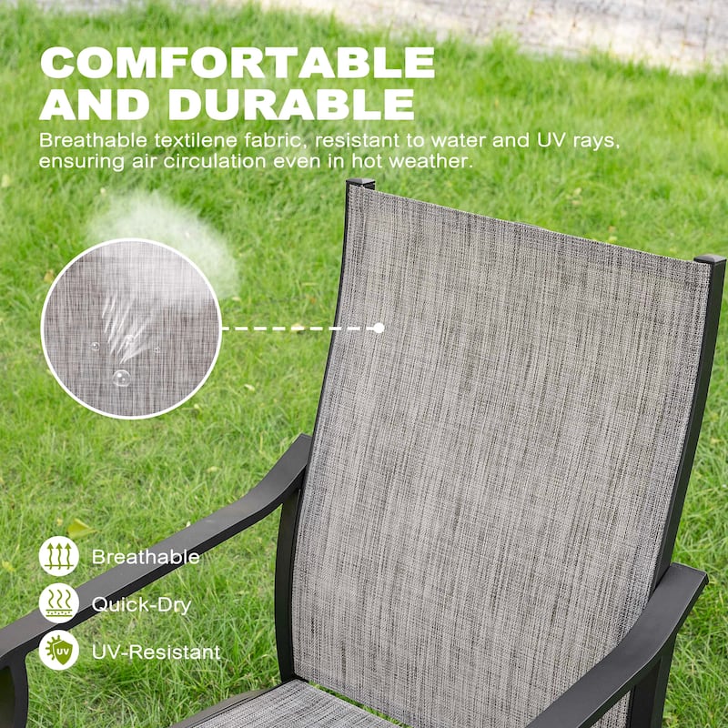 7-Piece Outdoor Dining Set with Textilene Stationary and Swivel Chairs