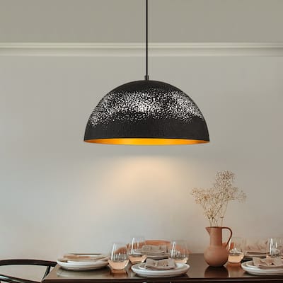 1-Light Industrial Hammered Chandelier Metal Dome Pendant Light - 15.75''