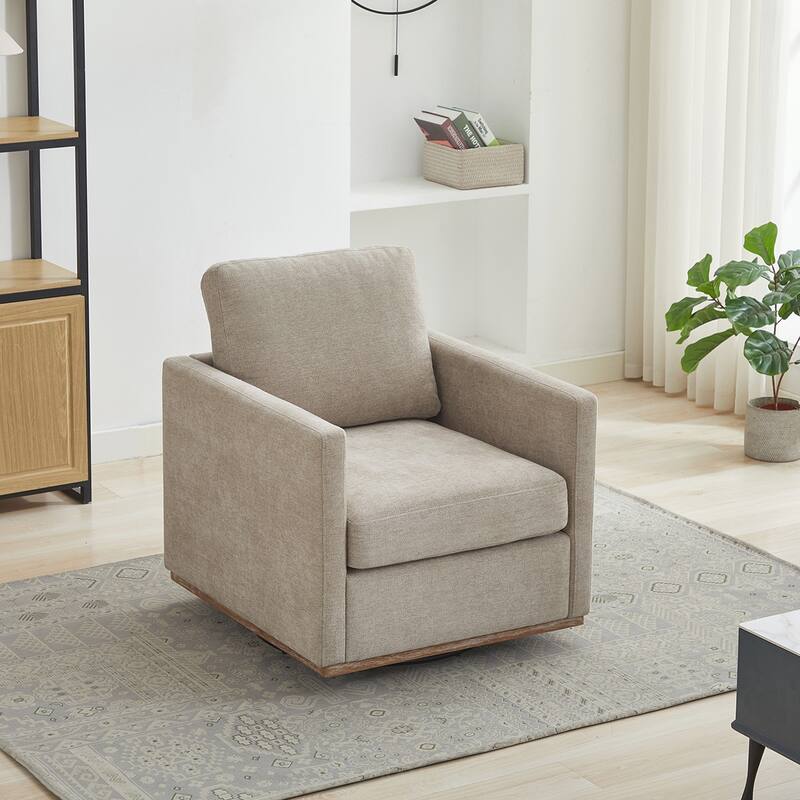Square Upholstered Swivel Accent Chair - Taupe