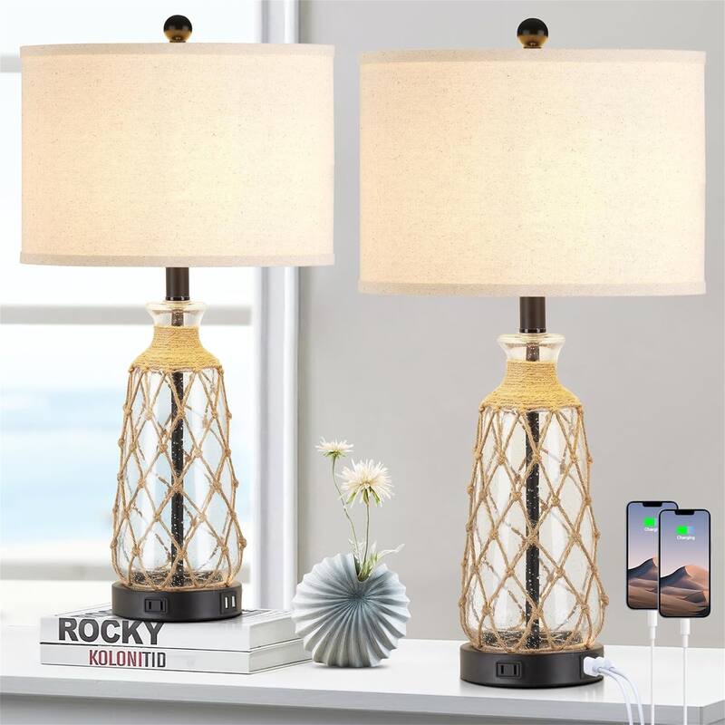 3-way dimmable touch control bedside lamp with 2 USB ports