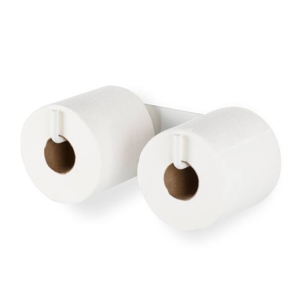 Wallniture Nera White Toilet Paper Holder Wall Mount Towel Rack 2 Wall Hooks Overstock 33424025