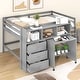 preview thumbnail 1 of 5, Gray Pine Wood Low Loft Bed with Rolling Portable Desk Gray