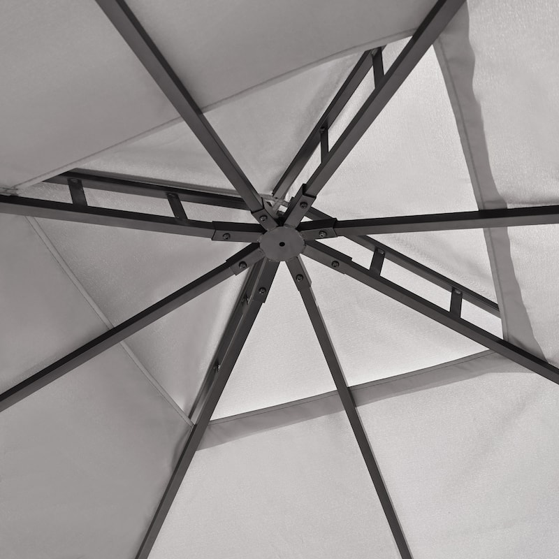 10x12 Outdoor Gazebo Tent with Double Roofs, Patio Gazebo with Mosquito Netting and Privacy Screens, for Backyard, Garden