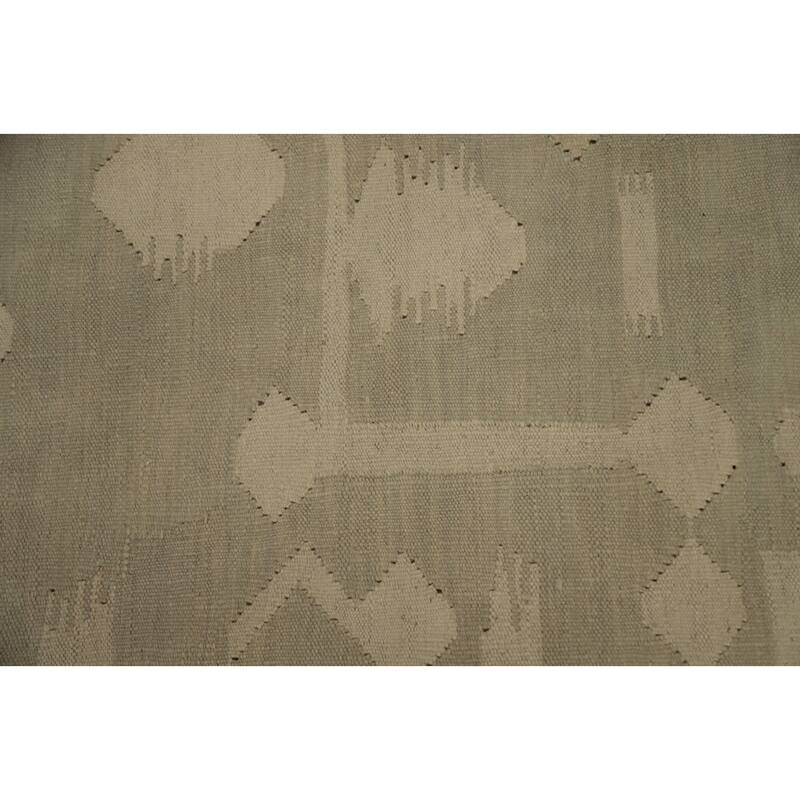 Hand Woven Oriental 100% Wool Carpet Southwestern Tribal Greys & Charcoal Kilim Area Rug - 9' 9'' X 8' 4''