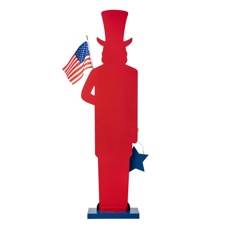 Glitzhome Americana Happy Patriotic's Day Wooden Uncle Sam Porch Decor
