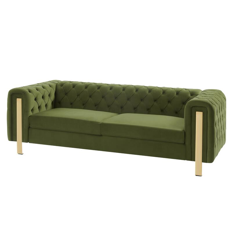 Velvet Loveseat Sofa for Small Spaces, Modern Love Seats w/ Golden Legs 83.7 Inches Upholstered Sofa Couch for Living Room