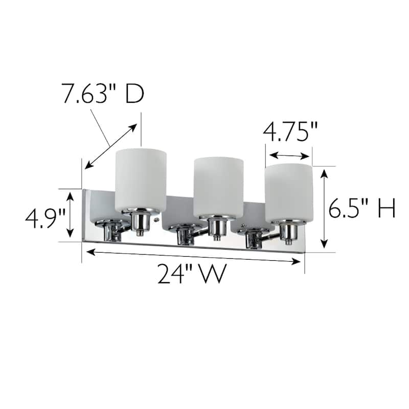 Dane Polished Chrome Dimmable 3-Light Vanity Light - Polished Chrome