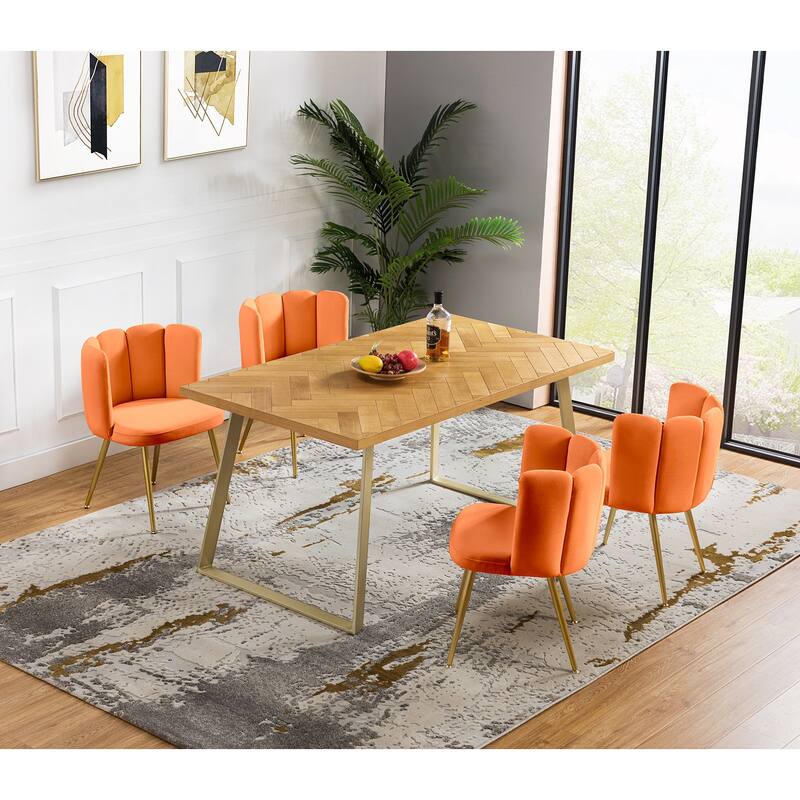 Anjela Comfy Dining Furniture Set 0f 4 with Metal Legs by HULALA HOME - ORANGE