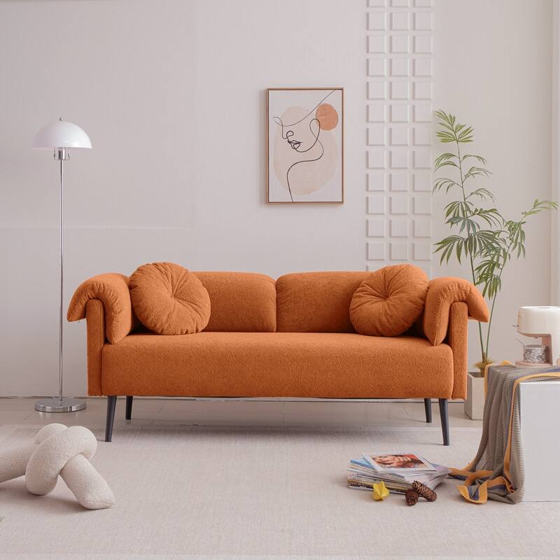 68.5-In Modern Upholstered Living Room Sofa With Decorative Throw Pillows