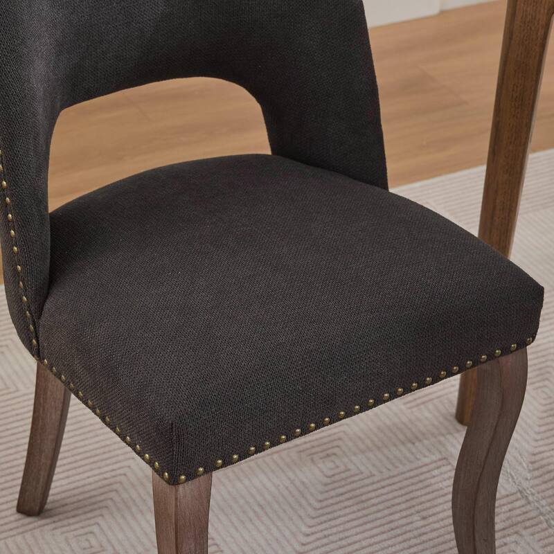Wooden Dining Chairs Set of 2, Modern Fabric Upholstered Dining Room Chair Kitchen Chairs, Farmhouse Dinner Chair