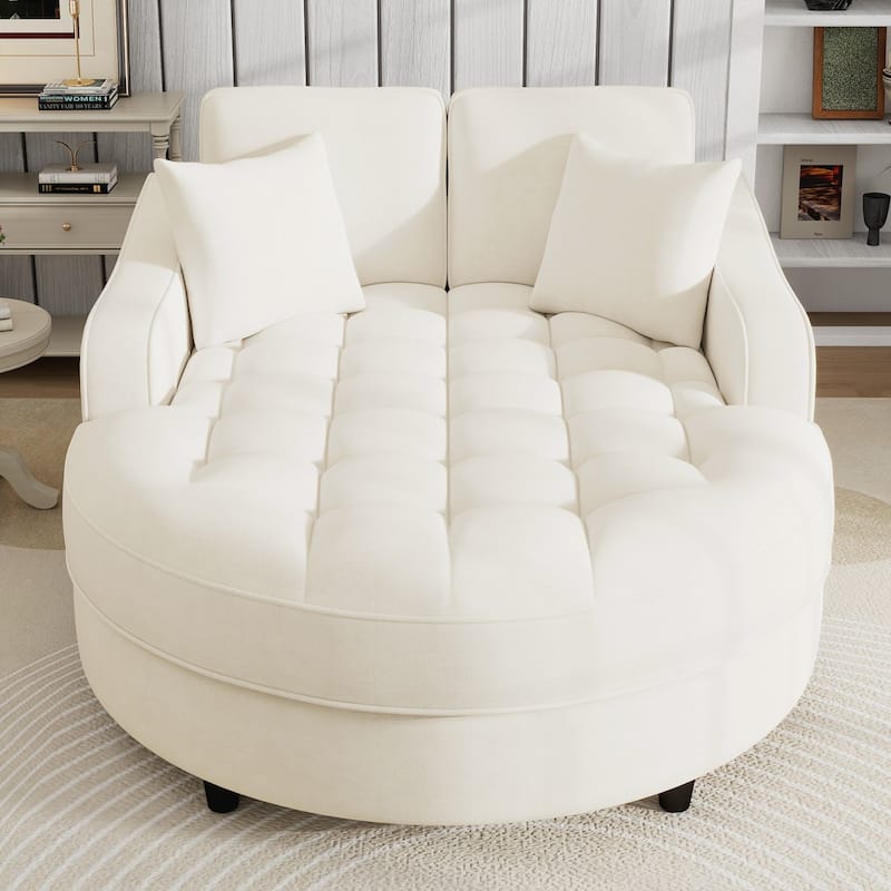 55" Modern Chaise Lounge Sofa Bed Upholstered Sofa Couch with Seat and Detachable Pillows for Living Room