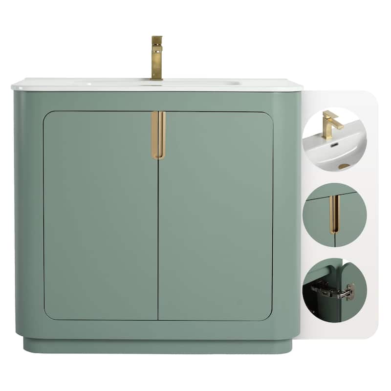 Fine Fixtures Shireplace Bathroom Vanity with Sink - 36 Inch - Mint Green