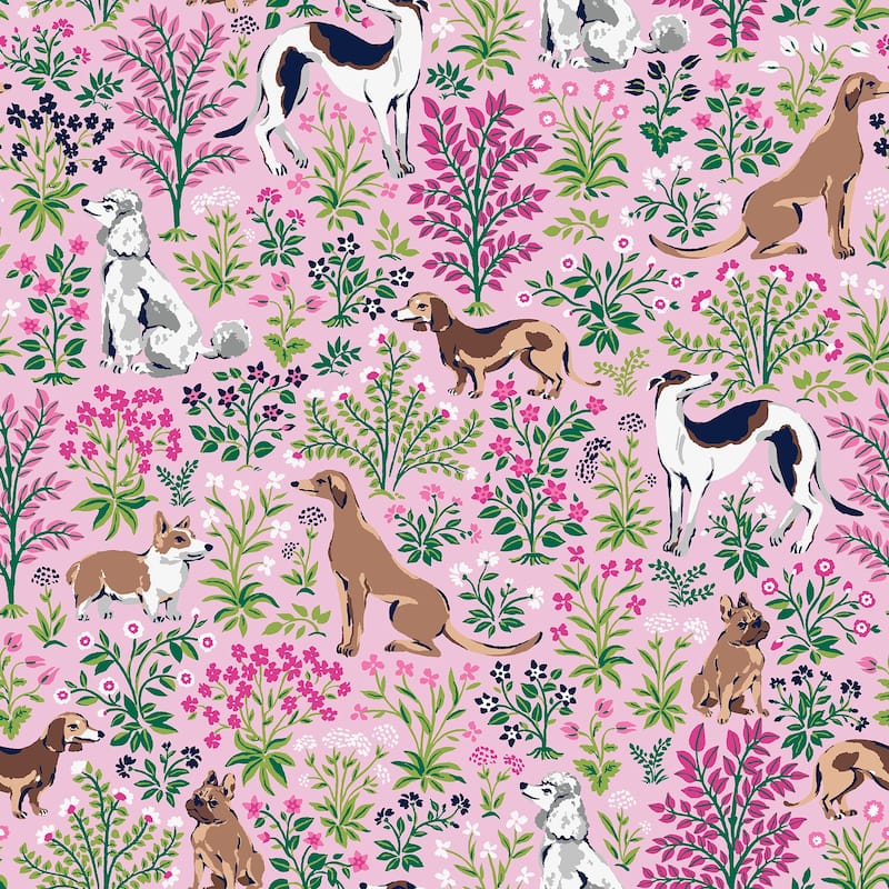 Printfresh Must Love Dogs Pink Peel and Stick Wallpaper