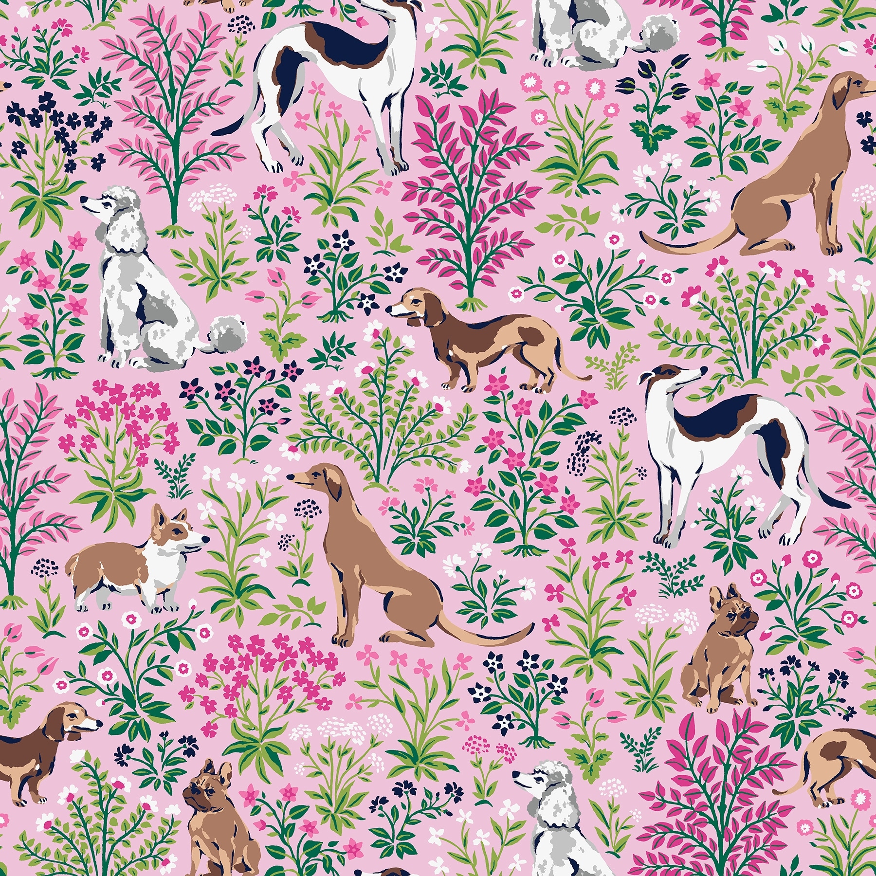 Printfresh Must Love Dogs Pink Peel and Stick Wallpaper