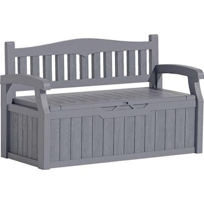 Plastic Outdoor Patio Garden Storage Bench with Lockable Lid 70-Gallon - 23.2 D" x 53.1" W x 31.5" H