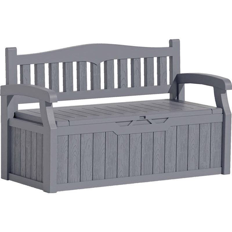 Plastic Outdoor Patio Garden Storage Bench with Lockable Lid 70-Gallon - 23.2 D" x 53.1" W x 31.5" H
