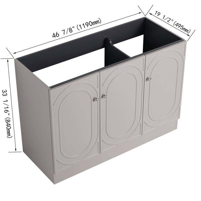 Modern 48 Inch Freestanding Bathroom Vanity Base without Sink, Storage Cabinet with Soft-Close Doors and Adjustable Shelves