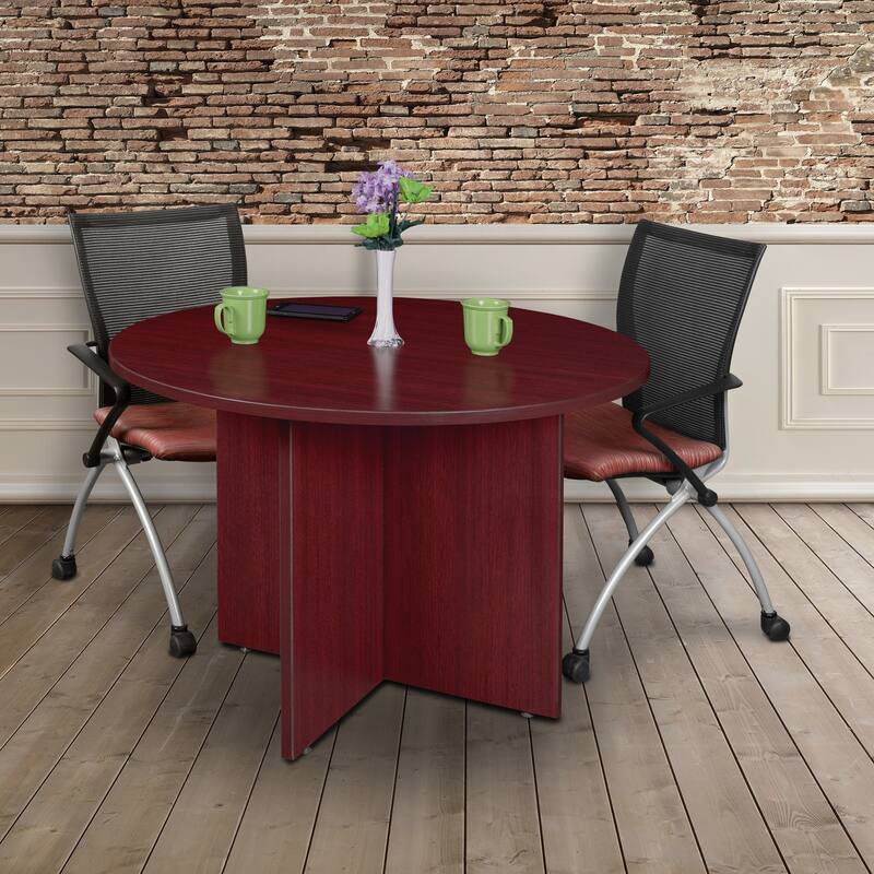 Legacy 42 Inch Round Conference Table - Brown - Mahogany Finish