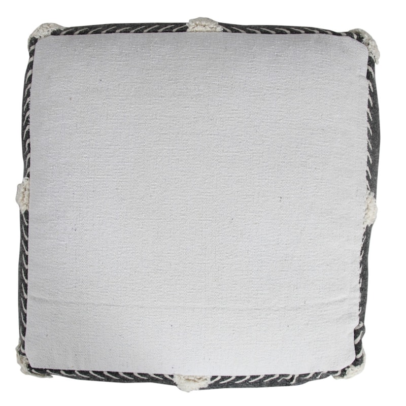 HomeRoots 18" Black 100% Cotton Ottoman