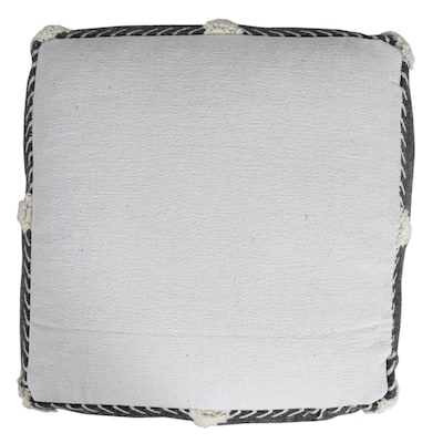 HomeRoots 18" Black 100% Cotton Ottoman