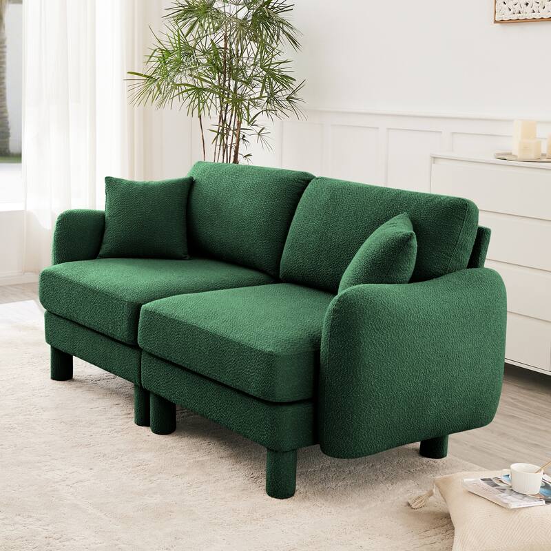 2-Seater Loveseat Sofa Couch with Shell-shaped Armrests, Chaise Lounge Sofa with Cylindrical Legs Wrapped