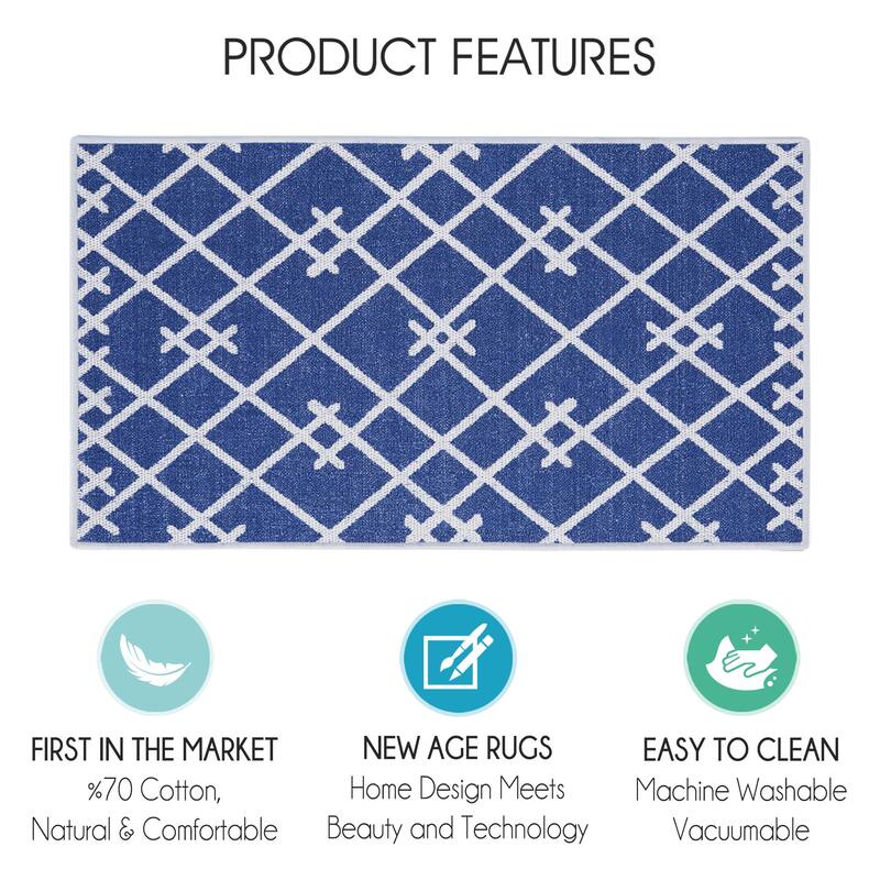 SussexHome Non-Skid Ultra-Thin Area Rugs for Laundry Room, Entryway, Bathroom and Kitchen - Washable Multipurpose Floor Mat