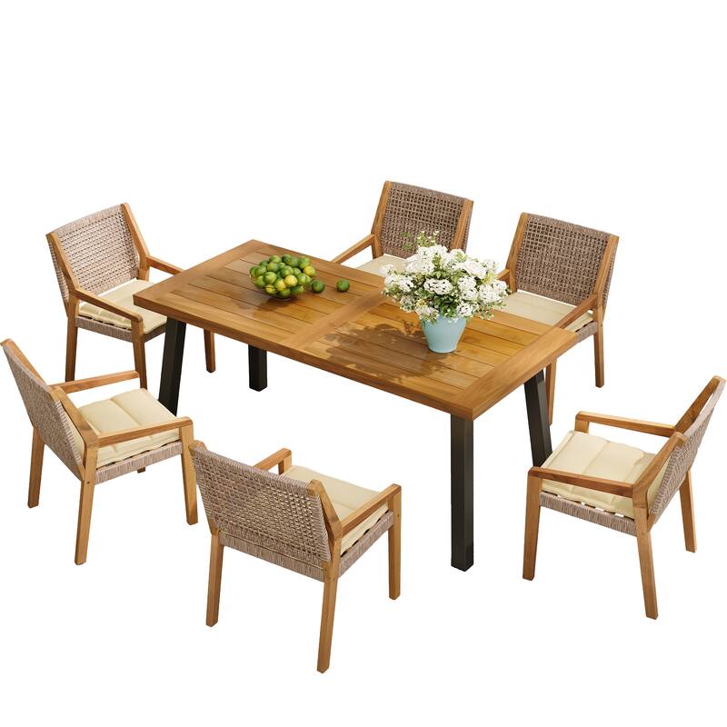Spruce & Spring Premium Acacia Wood Outdoor Dining Set