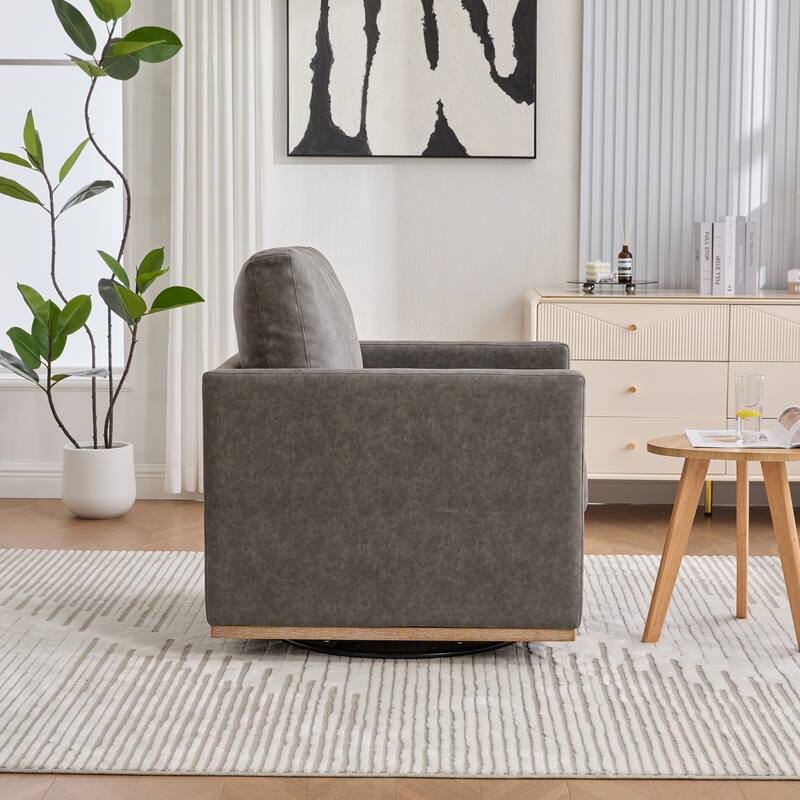 30.7"W Upholstered Square Swivel Accent Chair and Comfy Accent Single Sofa Chair, 360 Degree Club Chair