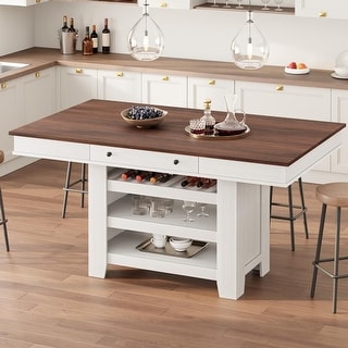 60" Counter Height Dining Table for 4, Farmhouse Rectangular Bar Height ...