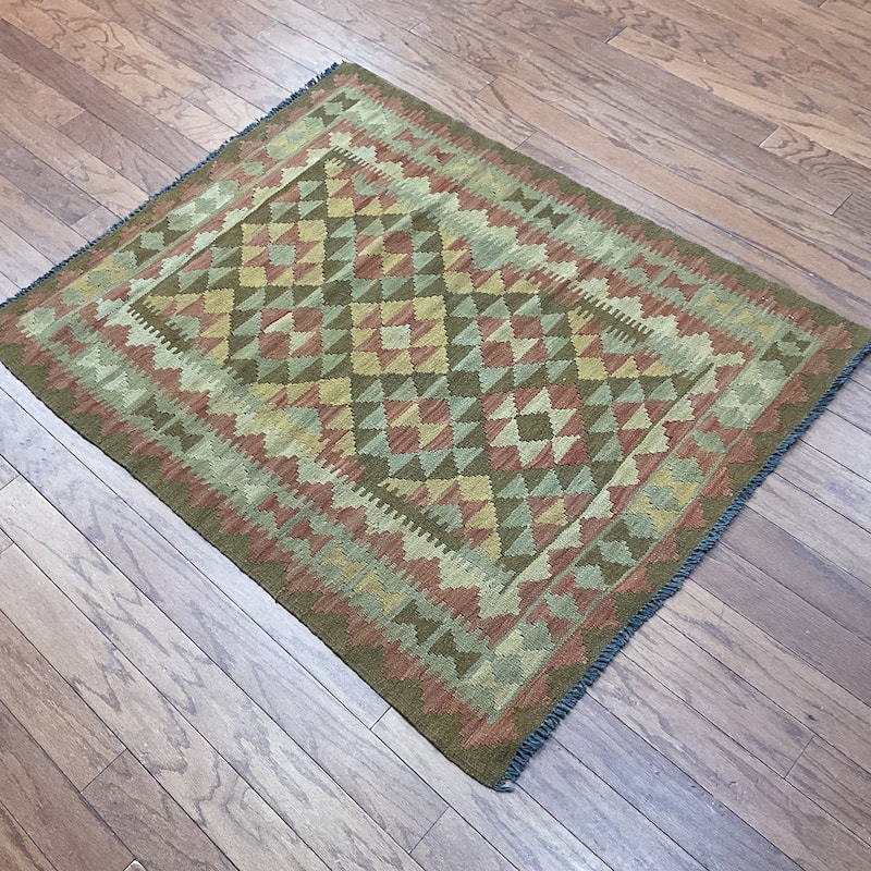 HERAT ORIENTAL Handmade One-of-a-Kind Wool Kilim - 3'1 x 3'11