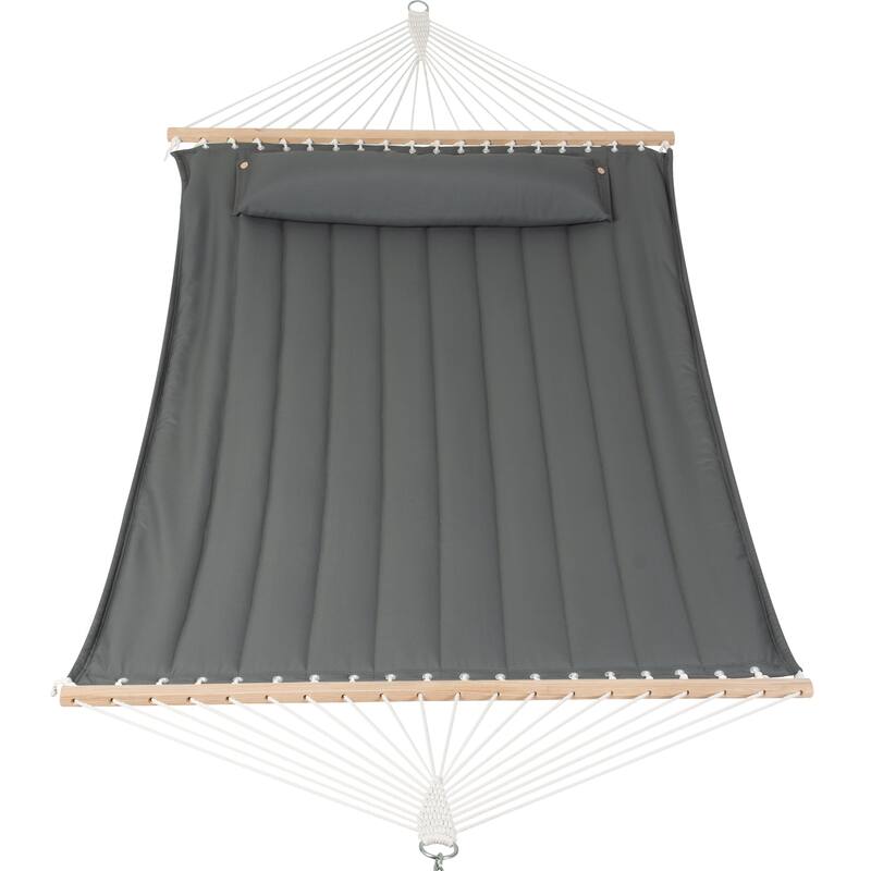 78'' Quilted 2 Person Hammock Beach Swing with Spreader Bars&Pillow - 55.1*122*1 - Solid Grey