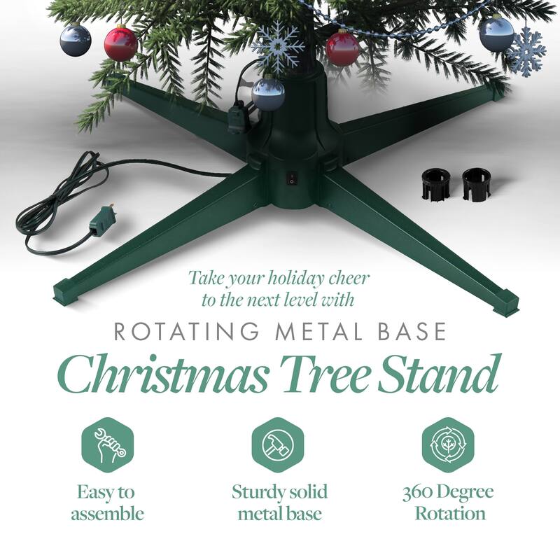Home Heritage Rotating Christmas Tree Stand w/ Twinkly App Controlled RGB Lights - 4.85