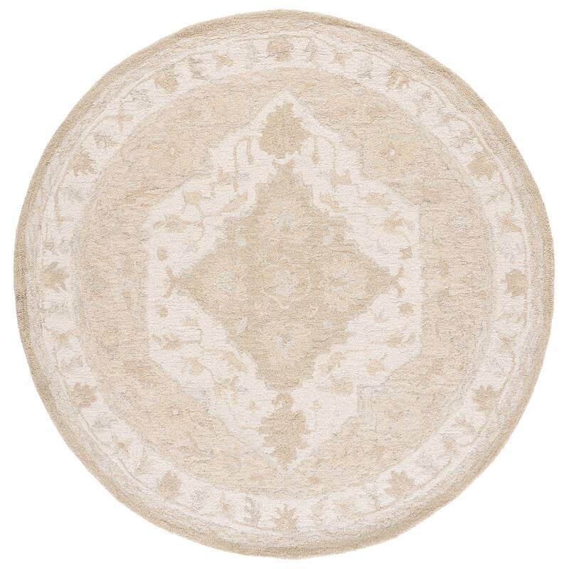SAFAVIEH Handmade Metro Gerharde Wool Rug - 6' Round - Beige/Ivory