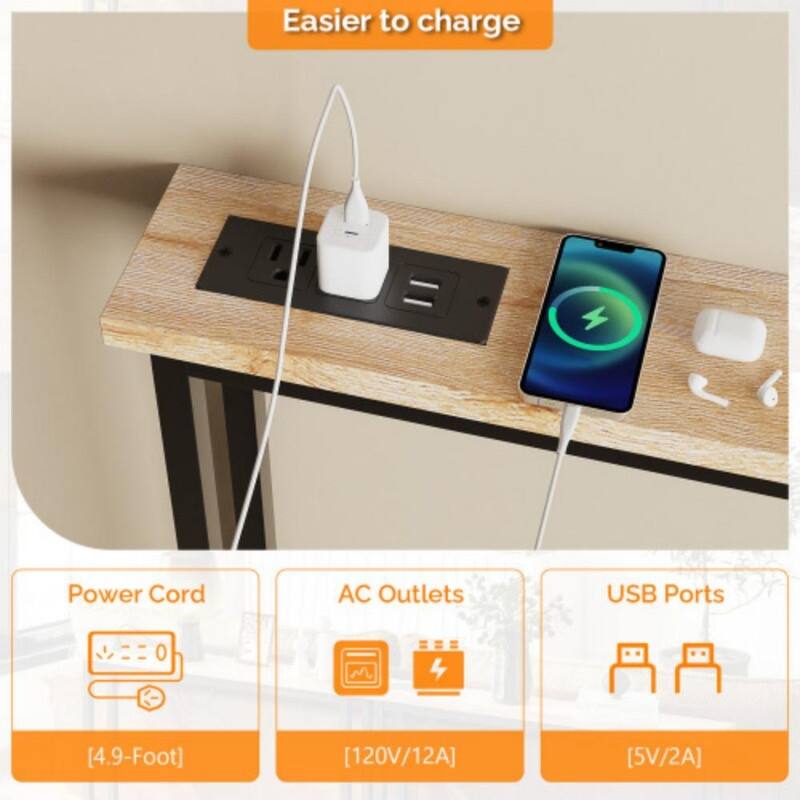 VINGLI 2-piece Set Triamine + Iron 200 * 15 * 79cm with Power Strip Foyer Table