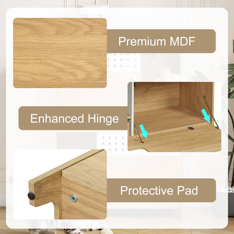 Roomfitters Modern Cat Furniture Litter Box Enclosure Side Table, Hidden Cat House with Storage Cabinet for Home Use