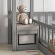 preview thumbnail 13 of 15, Twin Size House-Style Headboard Floor Bed with Fence Guardrails and Cushion Stand - Stylish and Safe