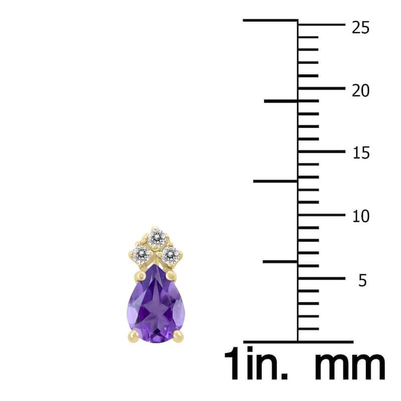Marquee 14K Yellow Gold 6x4MM Pear Amethyst and Diamond Earrings