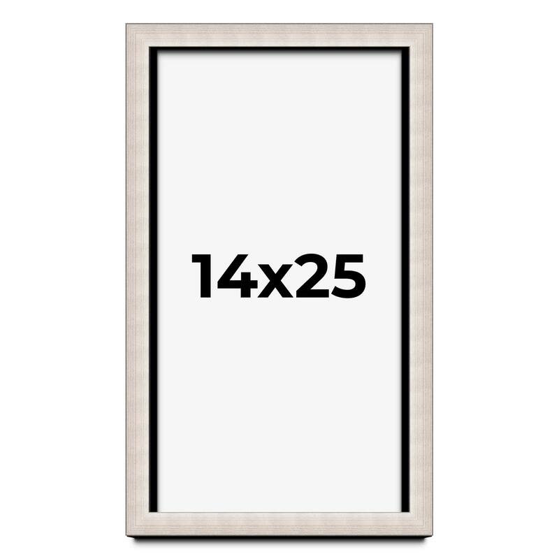 14x25 Shadow Box Frame Silver Real Wood Contemporary Shadowbox Display Frame UV Acrylic Front Acid Free Backing and Hardware