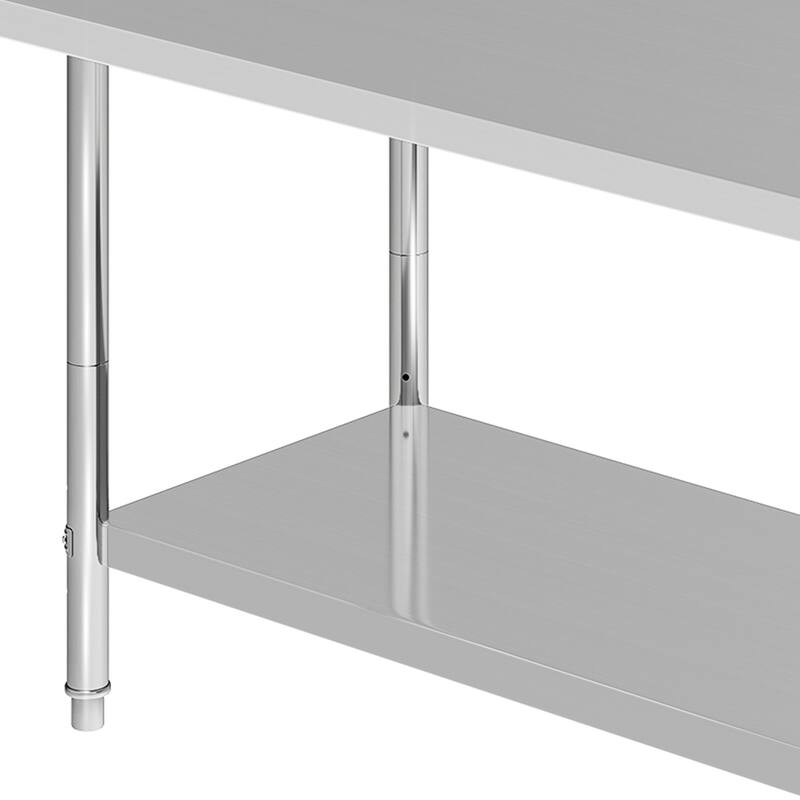 60×24 Inch Stainless Steel Table with Undershelf Adjustable, NSF Commercial Kitchen Work Prep Table - 60'' W x 24'' D x 34'' H