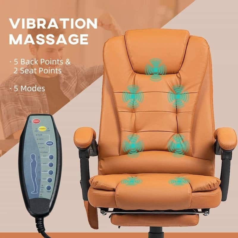 7 Mode Vibrating High Back Executive Massage Adjustable Office Chair - 26.5" W x 31" D x 43.75"-47.75"