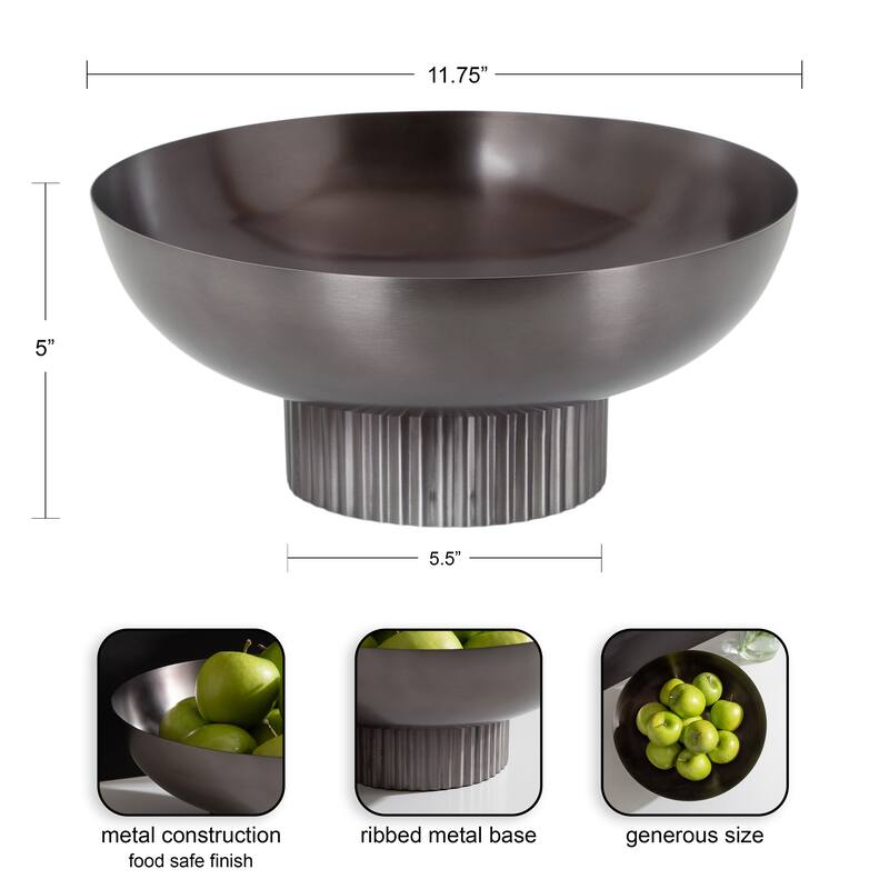 Kate and Laurel Rooks Ribbed Metal Bowl