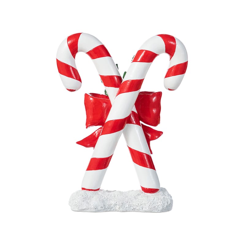 Glitzhome 10"H Christmas Resin Candy Cane Table Decor