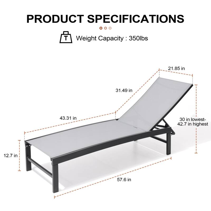 Crestlive Products Outdoor Patio Adjustable Chaise Lounge Chairs