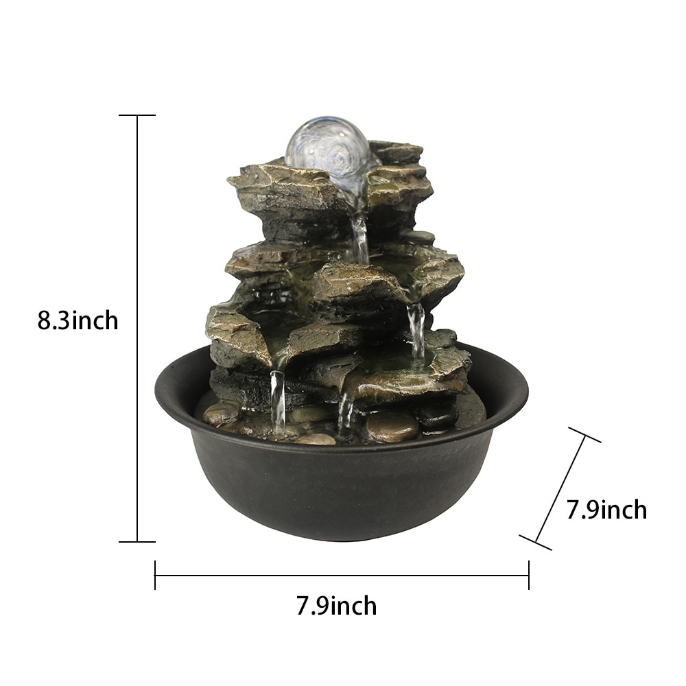 8.3-inch H 4-Tier Cascading Rock Falls Tabletop Water
