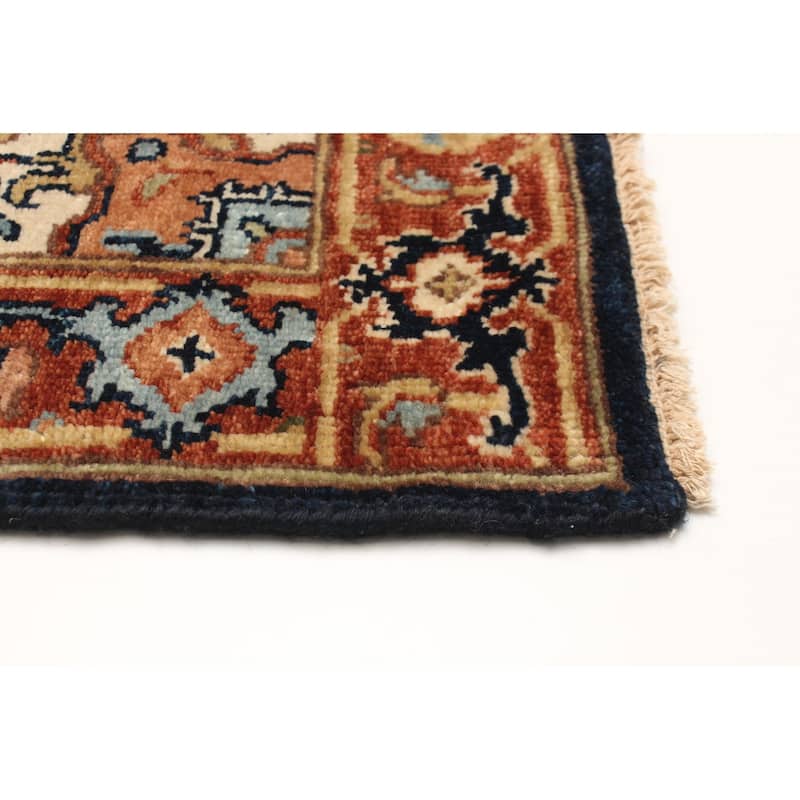 ECARPETGALLERY Hand-knotted Jules Sultane Dark Navy Wool Rug - 2'5 x 11'7