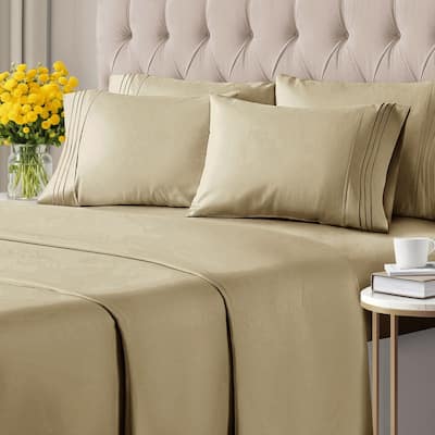 CGK Linens 6 Piece Solid Deep Pockets Microfiber, Easy-Fit Bed Sheet Set