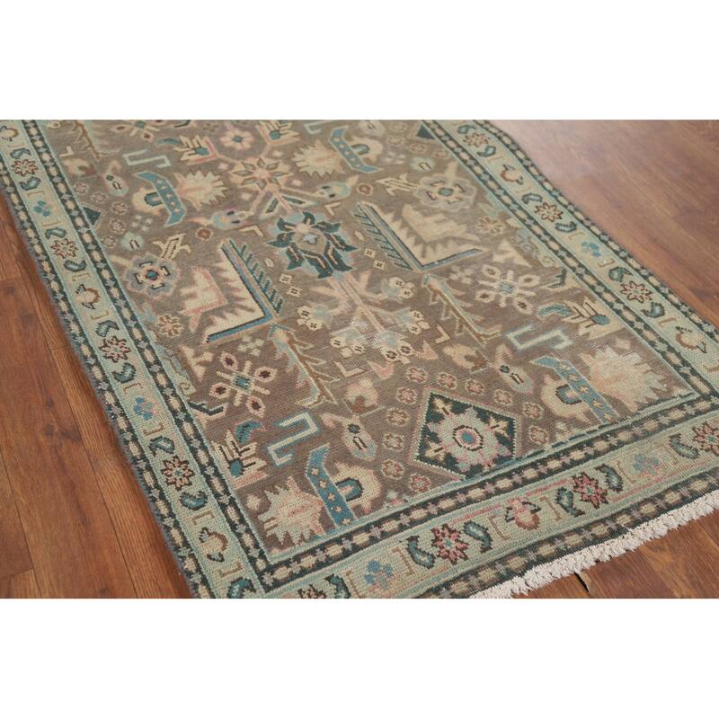 Geometric Tabriz Persian Vintage Accent Rug Hand-Knotted Wool Carpet - 2'7" x 4'10"