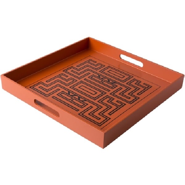 15 5 Amitola Burnt Orange And Black Decorative Square Serving 15 5 Amitola Burnt Orange And Black Decorative Square Serving Tray With Handles